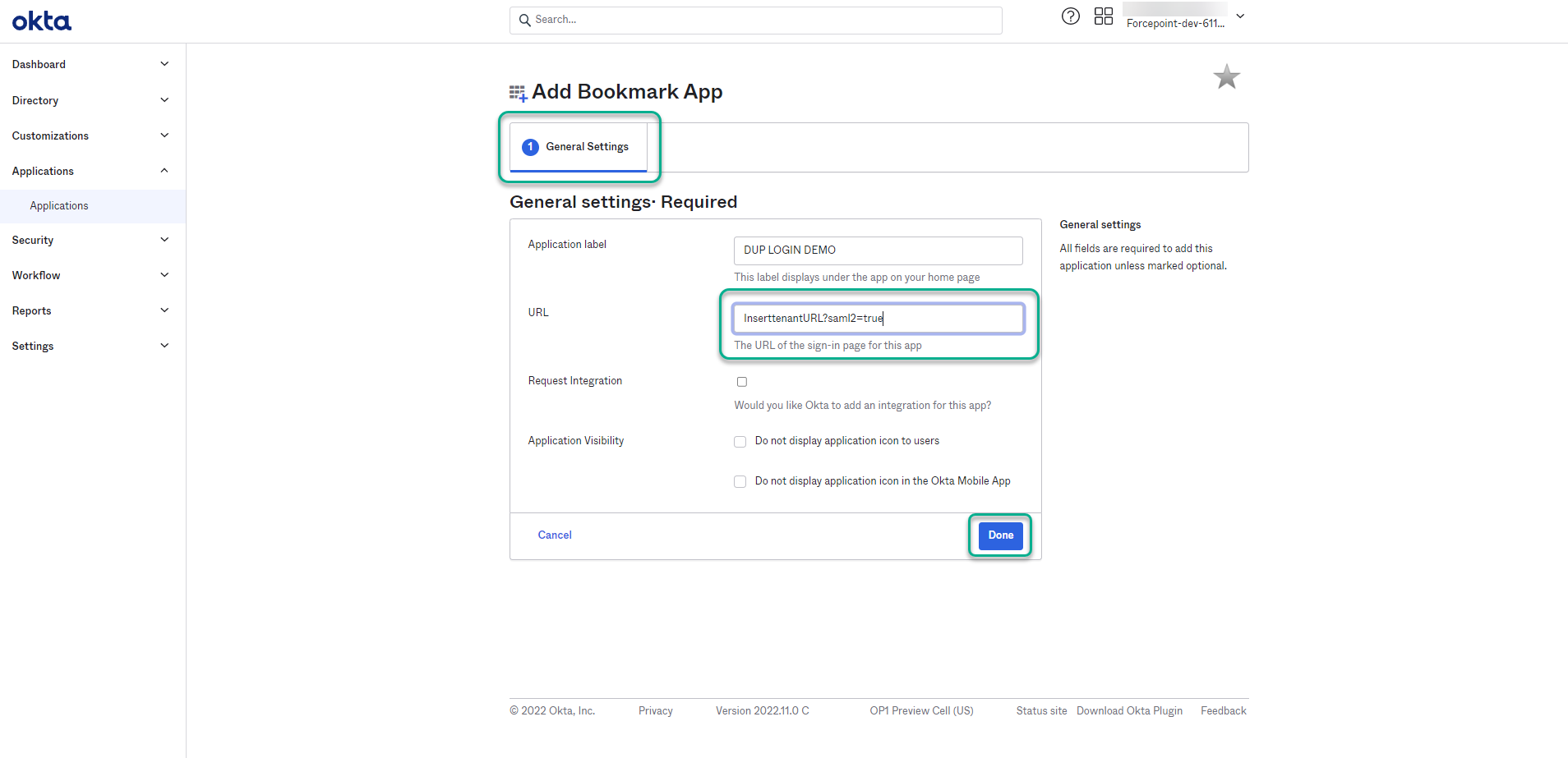 Bookmark the application
